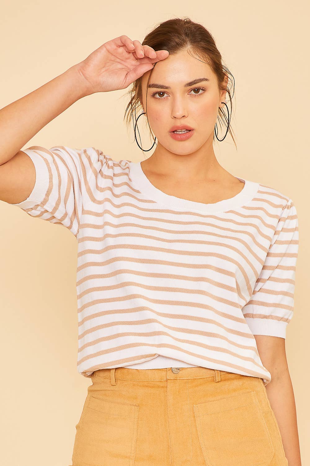 Striped Puff Sleeve Sweater - Modish Maven Boutique