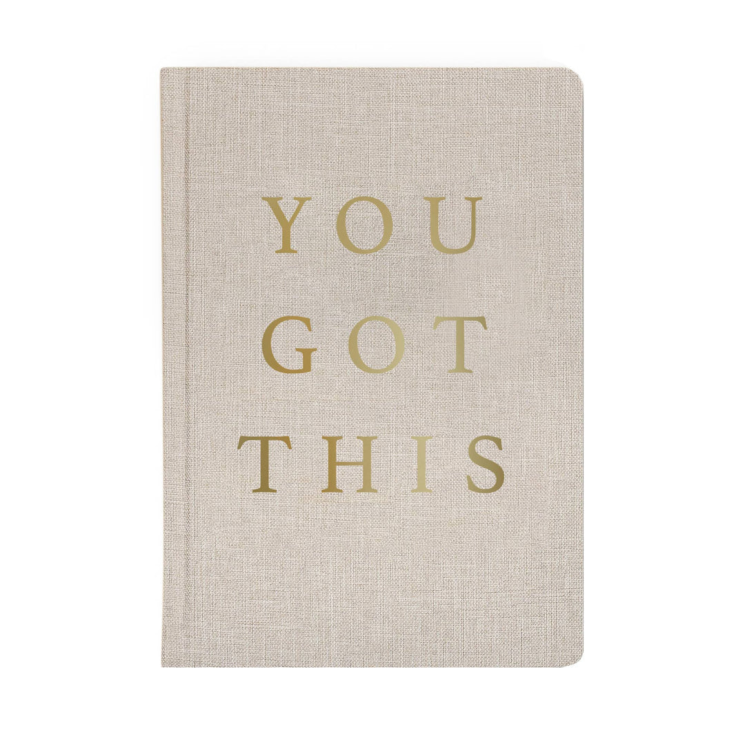 You Got This - Tan and Gold Foil Fabric Journal - Modish Maven Boutique