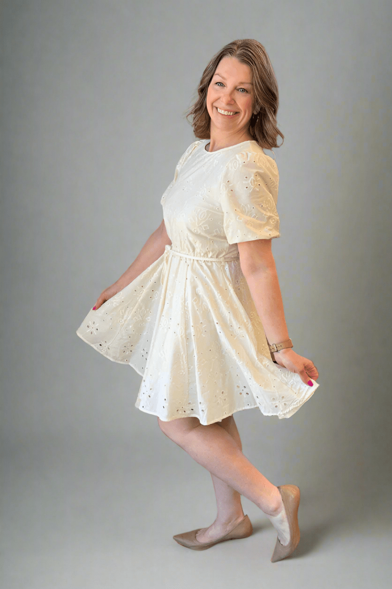 Eyelet Belted Mini Dress by Black Tape