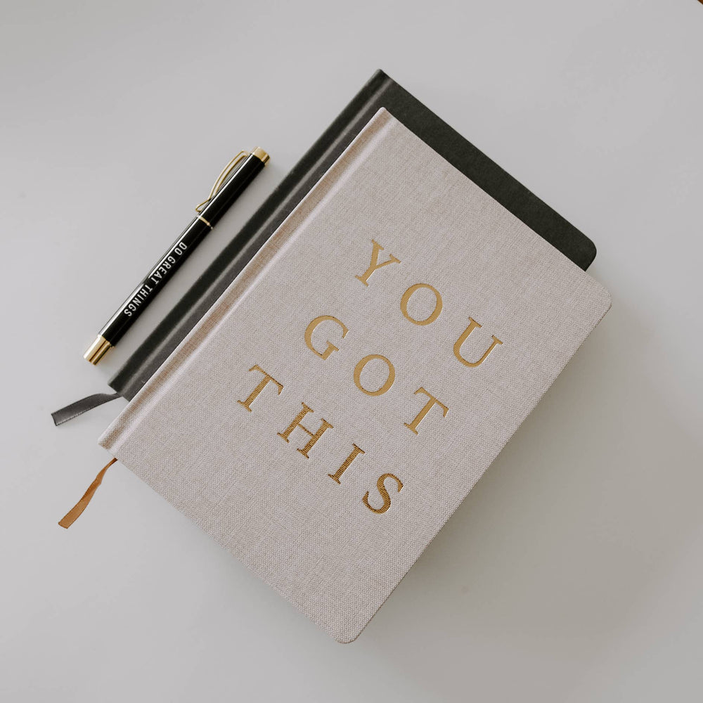 You Got This - Tan and Gold Foil Fabric Journal - Modish Maven Boutique
