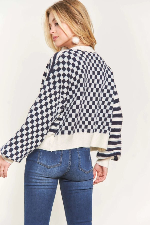 Button Down Multi Pattern Comfy Sweater Cardigan - Modish Maven Boutique