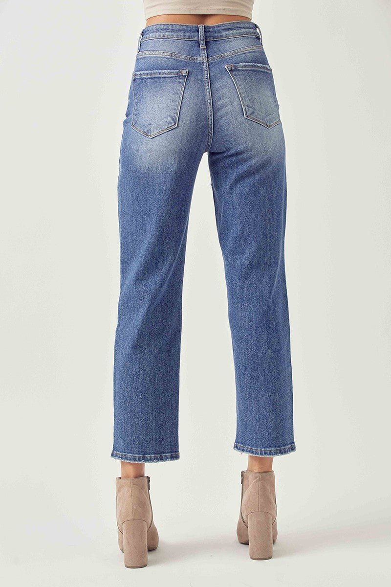 High-Rise Crossover Tapered Jeans - Modish Maven Boutique