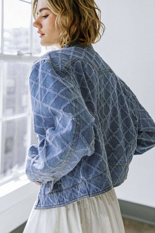 Textured Denim Jacket - Modish Maven Boutique