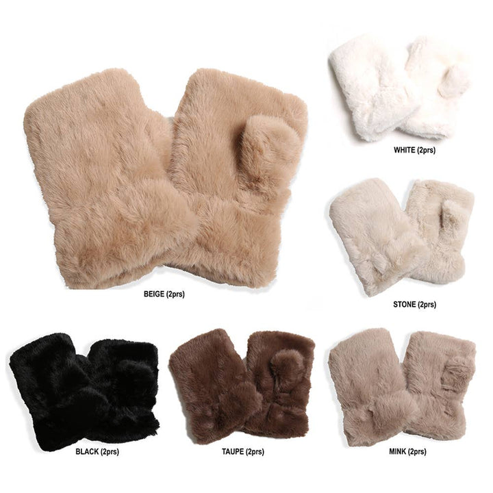 Faux Fur Fingerless Winter Gloves