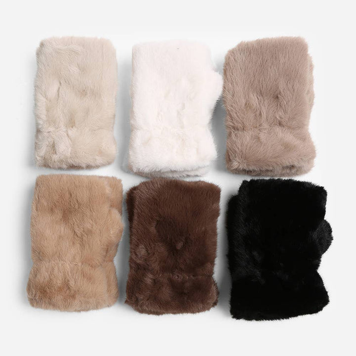 Faux Fur Fingerless Winter Gloves