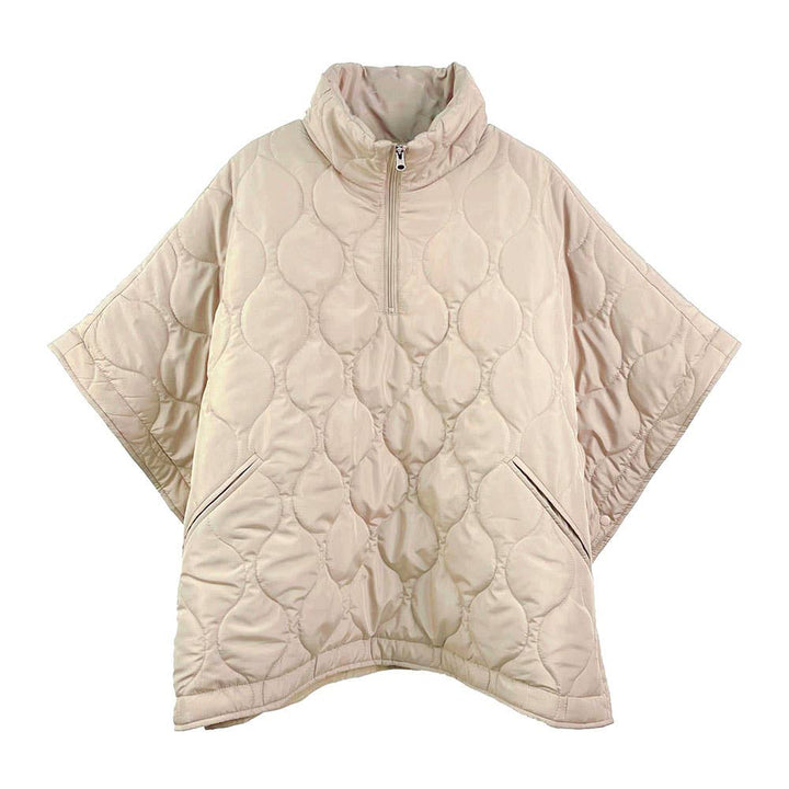 Quilted Short Sleeves Puffer Pullover Poncho