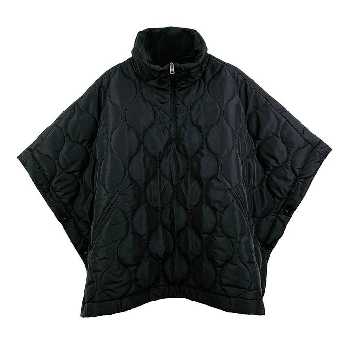 Quilted Short Sleeves Puffer Pullover Poncho