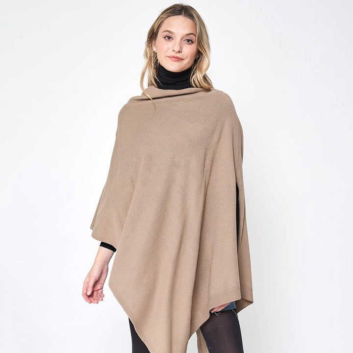 Solid Knit Scarf Poncho - Modish Maven Boutique
