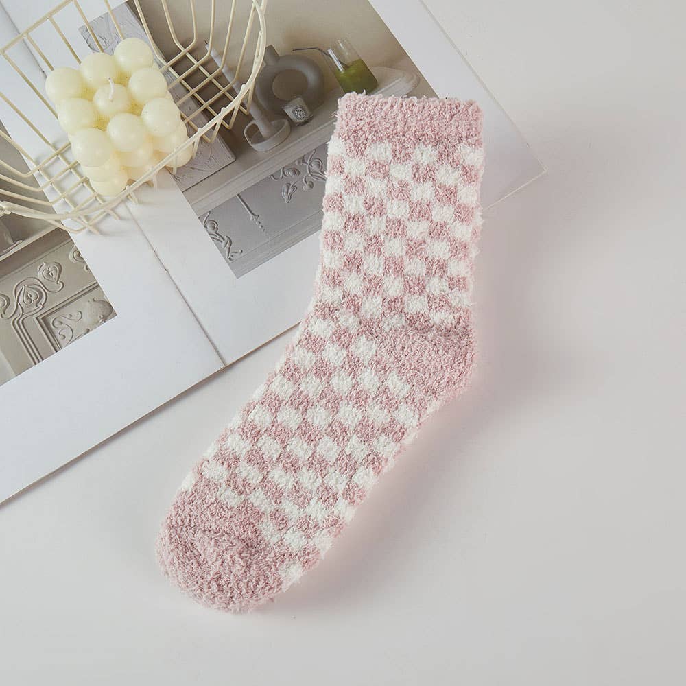 Fuzzy Checkered Socks - Modish Maven Boutique