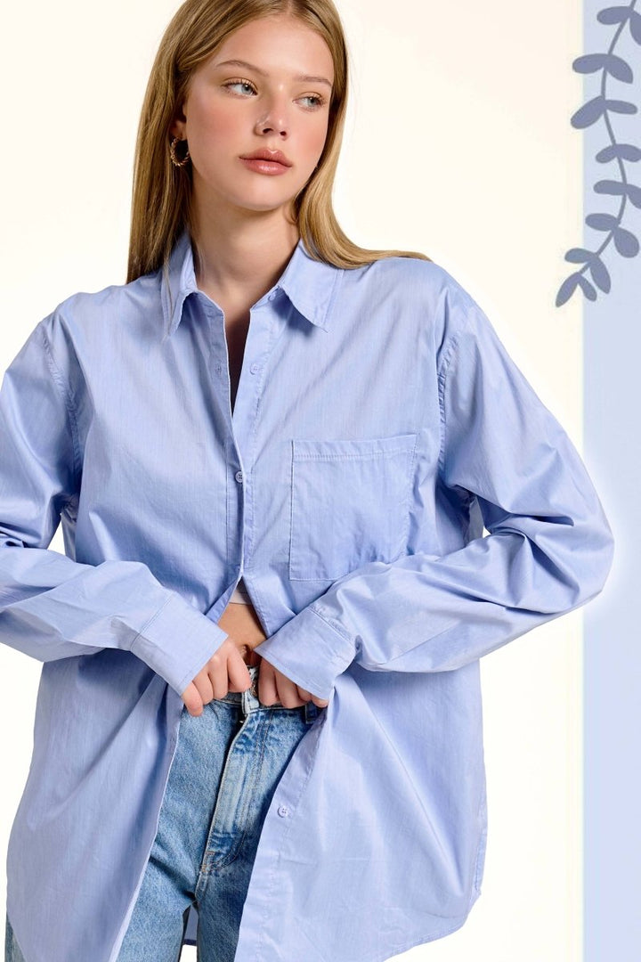 Classic Collared Button Down Poplin Shirt - Modish Maven Boutique