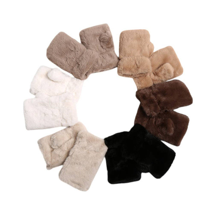 Faux Fur Fingerless Winter Gloves