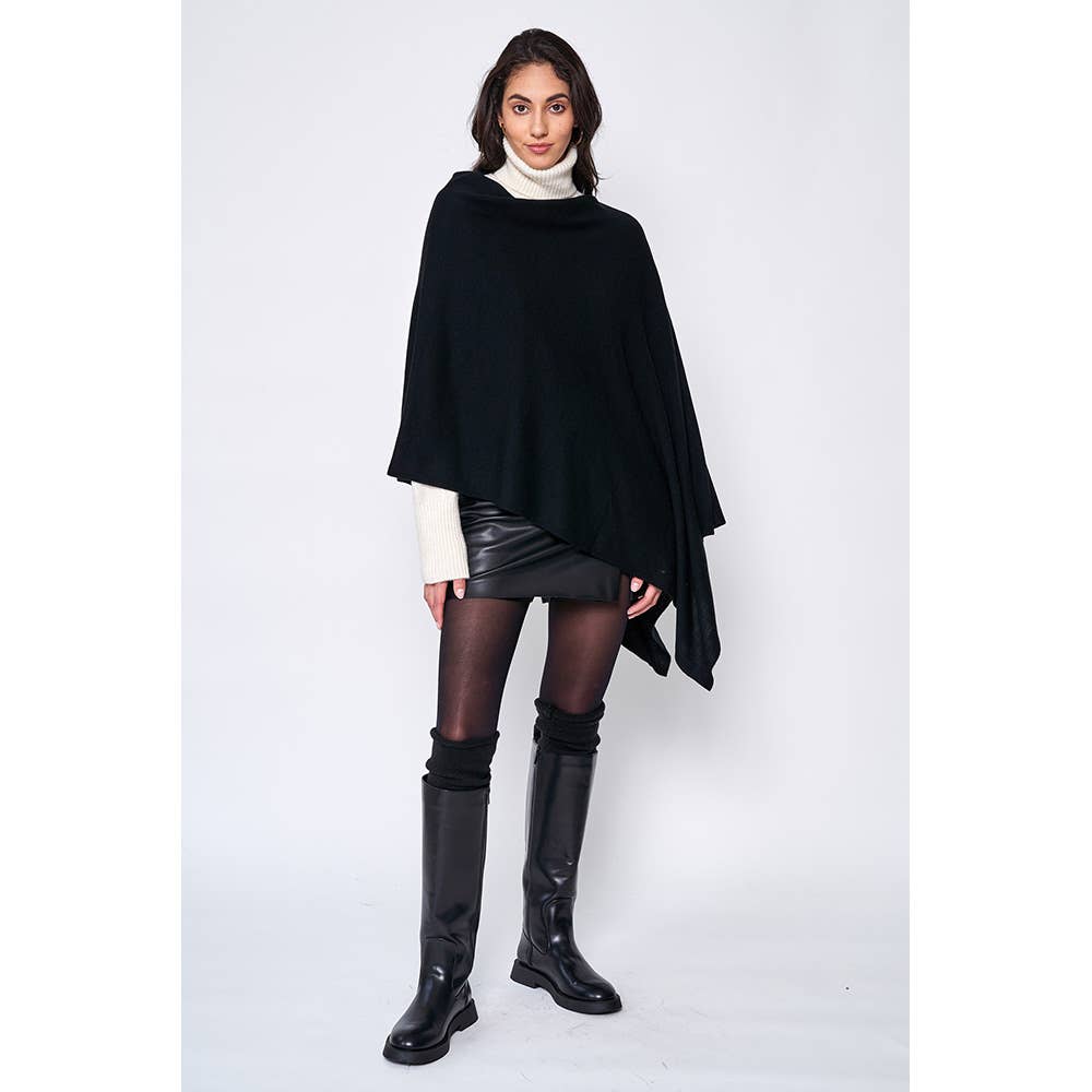 Solid Knit Scarf Poncho - Modish Maven Boutique
