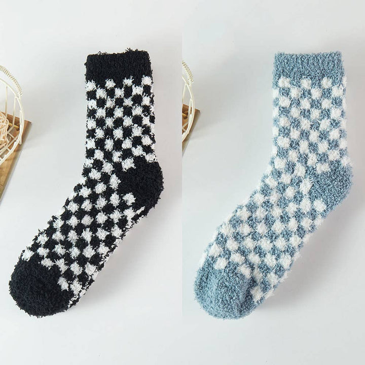 Fuzzy Checkered Socks - Modish Maven Boutique
