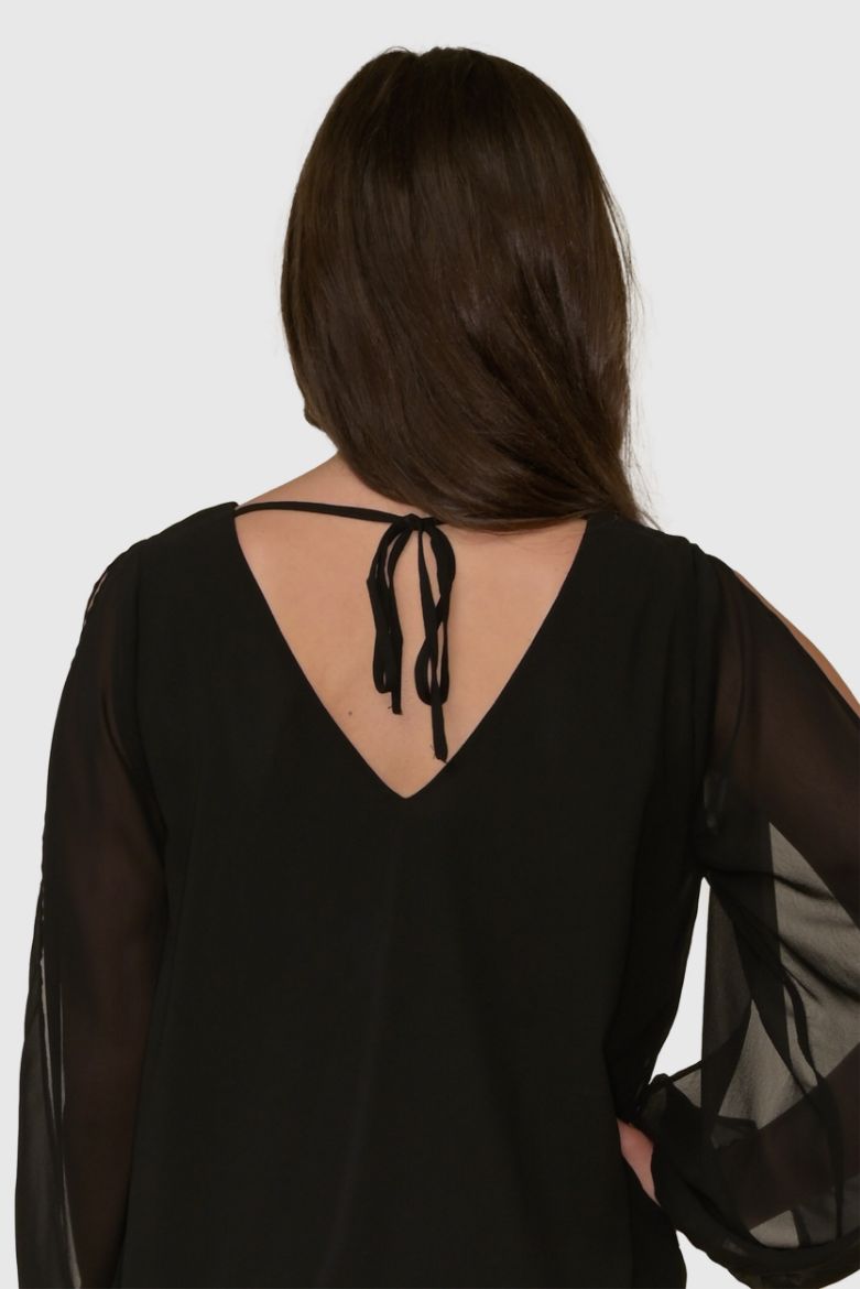 Chiffon V-Neck Dress by Tash + Sophie | Modish Maven Boutique Black / S Chiffon V-Neck Dress by Tash + Sophie | Modish Maven Boutique Black / S