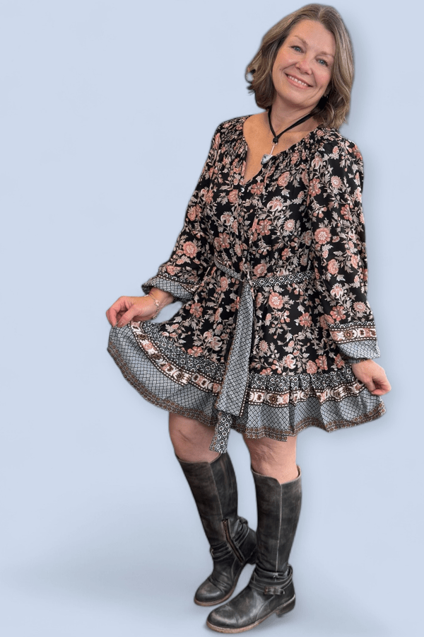 Chiffon Floral Tie Front Dress - Modish Maven Boutique