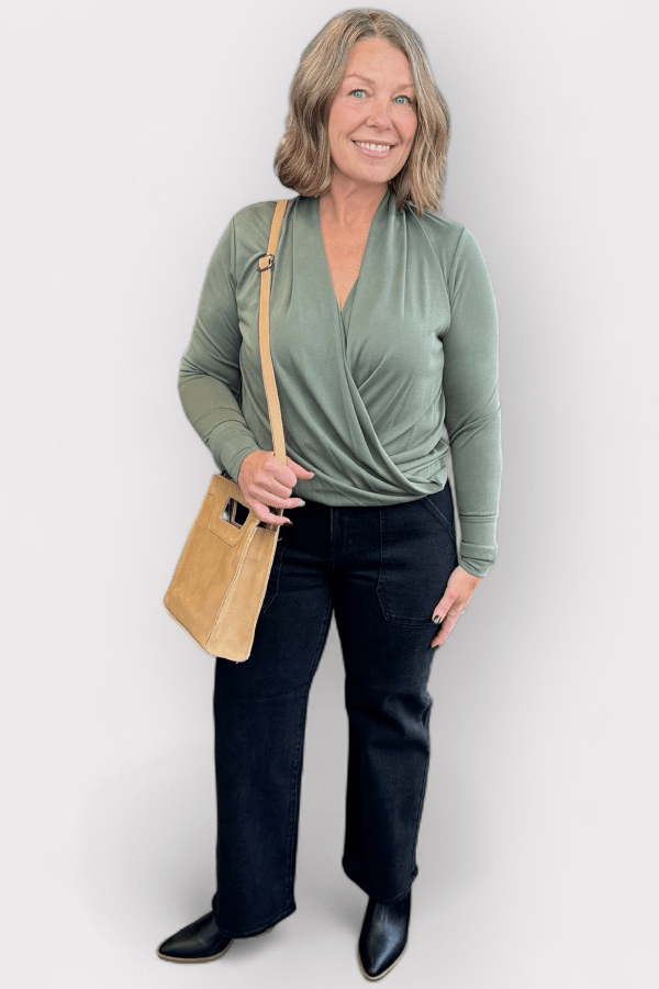 Modal Long Sleeve Surplice Top - Modish Maven Boutique