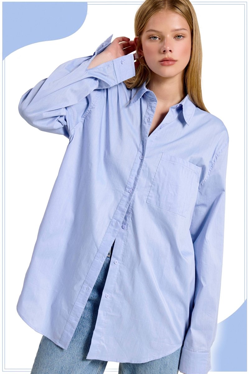 Classic Collared Button Down Poplin Shirt - Modish Maven Boutique
