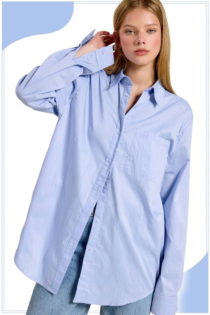 Classic Collared Button Down Poplin Shirt - Modish Maven Boutique