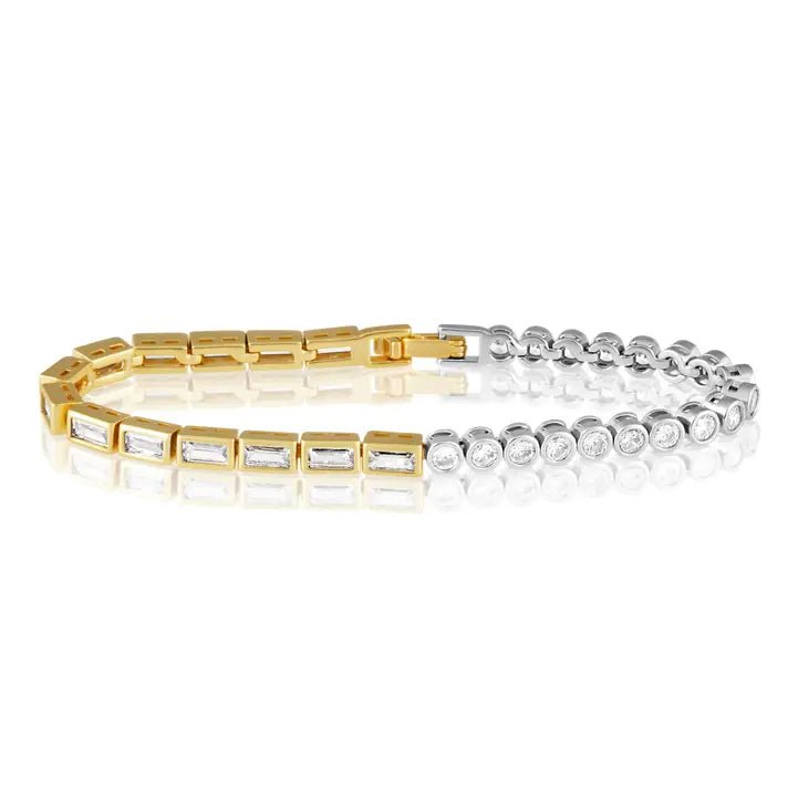 Adrian Two-Tone Bezel Tennis Bracelet - Modish Maven Boutique