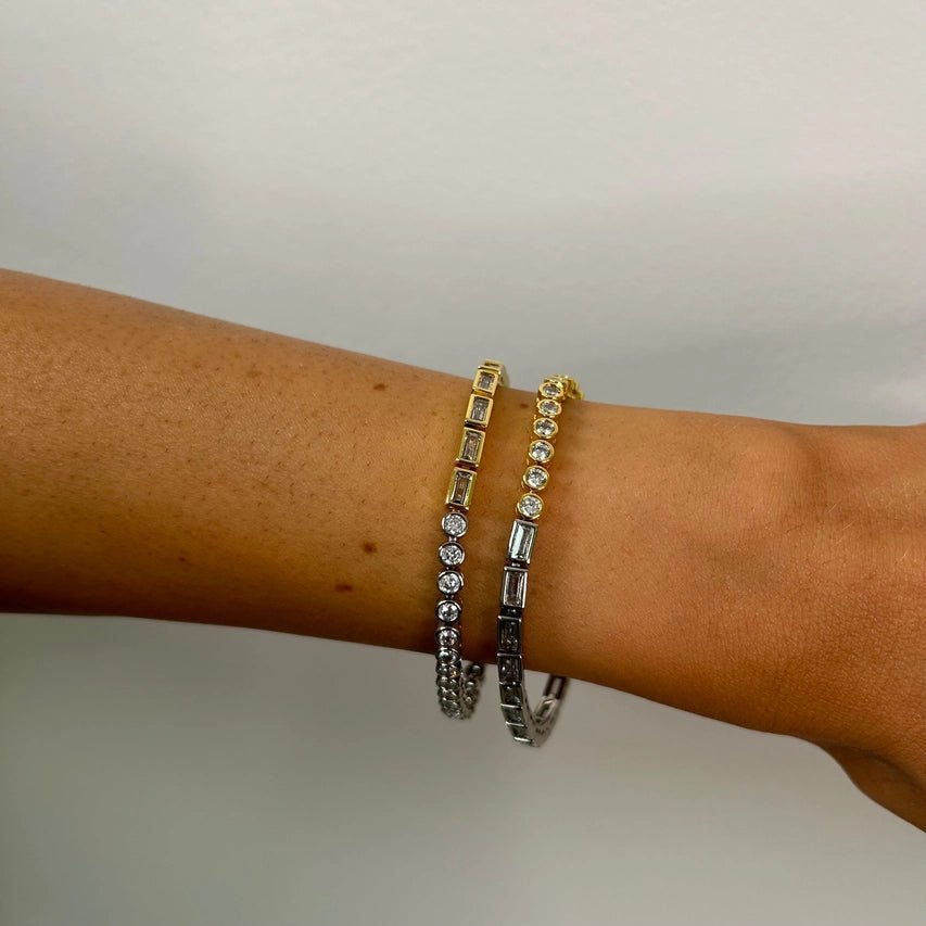 Adrian Two-Tone Bezel Tennis Bracelet - Modish Maven Boutique