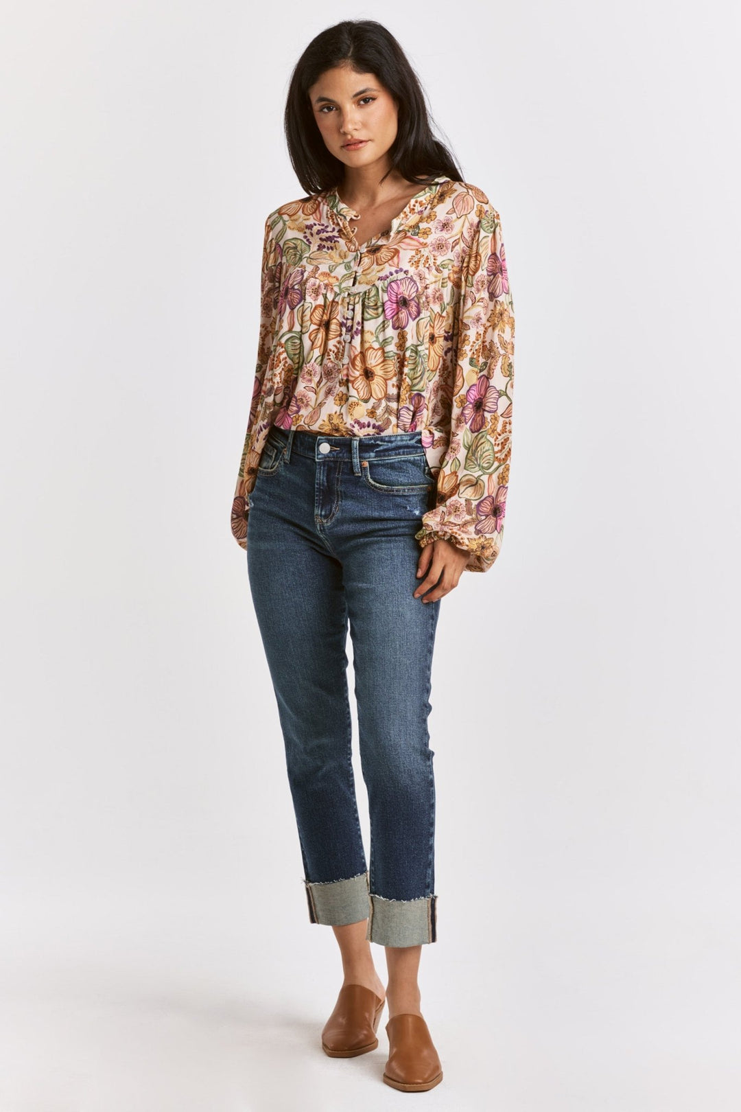Blaire High Rise Cuffed Slim Straight Jeans - Modish Maven Boutique