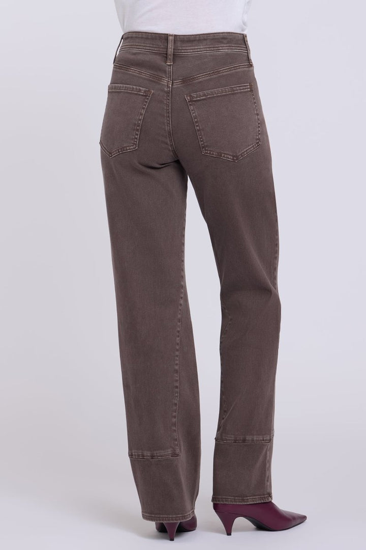 Brooke Loose Straight Jeans in Retro Espresso — rear view showing patch pockets and lower-leg panels