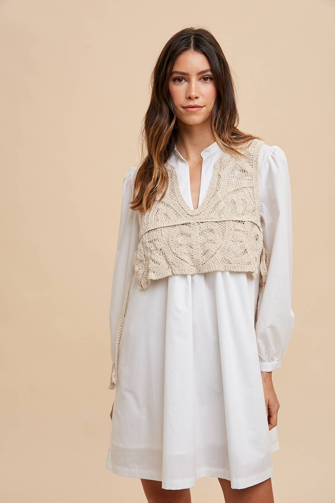 Crochet Vest Shirt Dress - Modish Maven Boutique