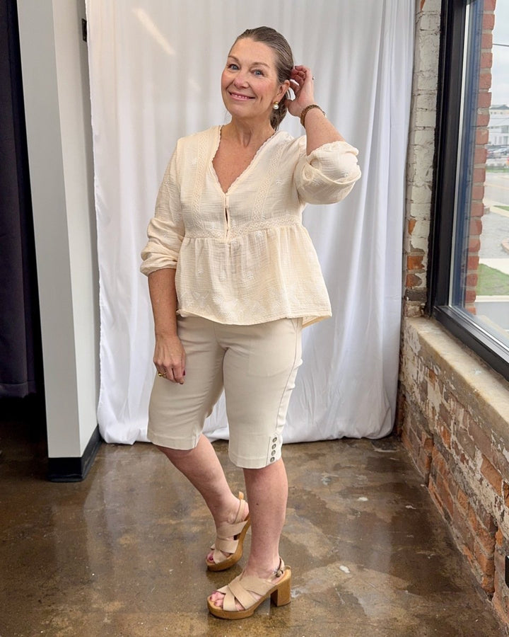 Cotton Gauze Embroidered Blouse - Modish Maven Boutique