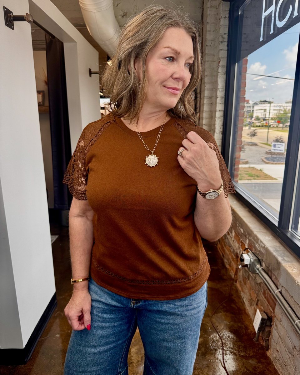 Crochet Lace Sleeve Tee