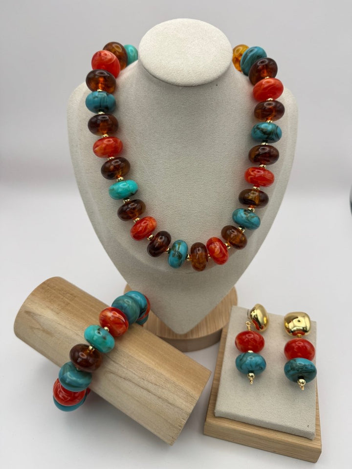 Current Mood Chunky Bracelet in Sunset — styled with coordinating necklace and earrings sold separately