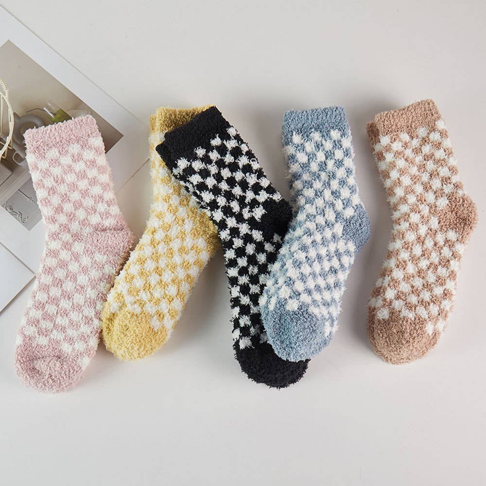 Fuzzy Checkered Socks - Modish Maven Boutique