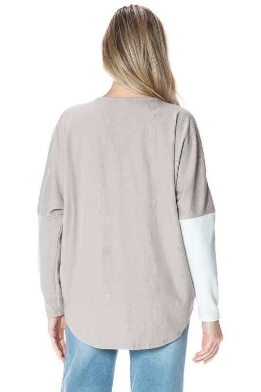 Color Block Dolman Sleeve Zipper Top - Modish Maven Boutique