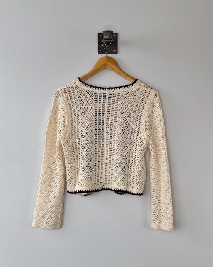 Embroidered Crochet Button Front Cardigan - Modish Maven Boutique