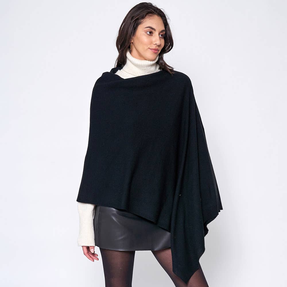 Solid Knit Scarf Poncho - Modish Maven Boutique