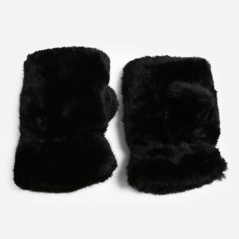 Faux Fur Fingerless Winter Gloves