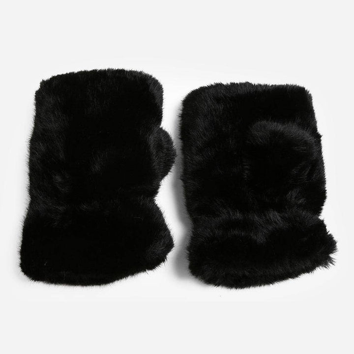 Faux Fur Fingerless Winter Gloves