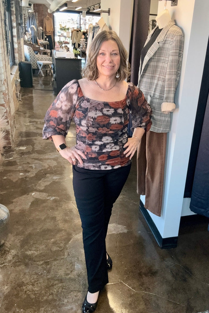 Floral Mesh Square Neck Top - Modish Maven Boutique