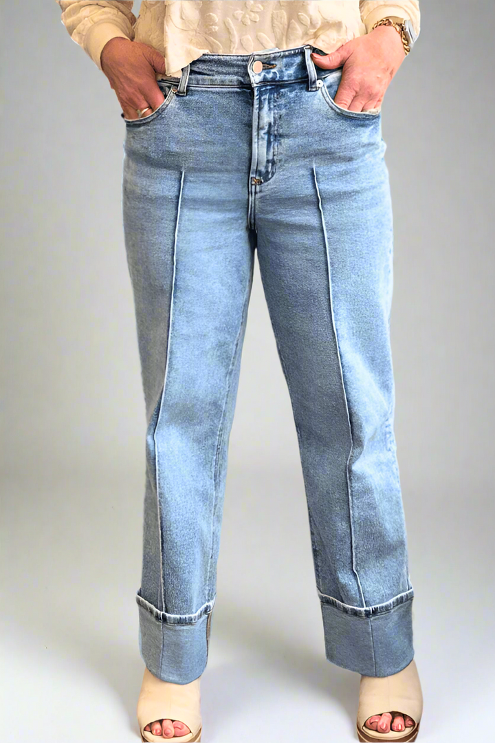 Holly High Rise Cuffed Hem Straight Jeans - Modish Maven Boutique