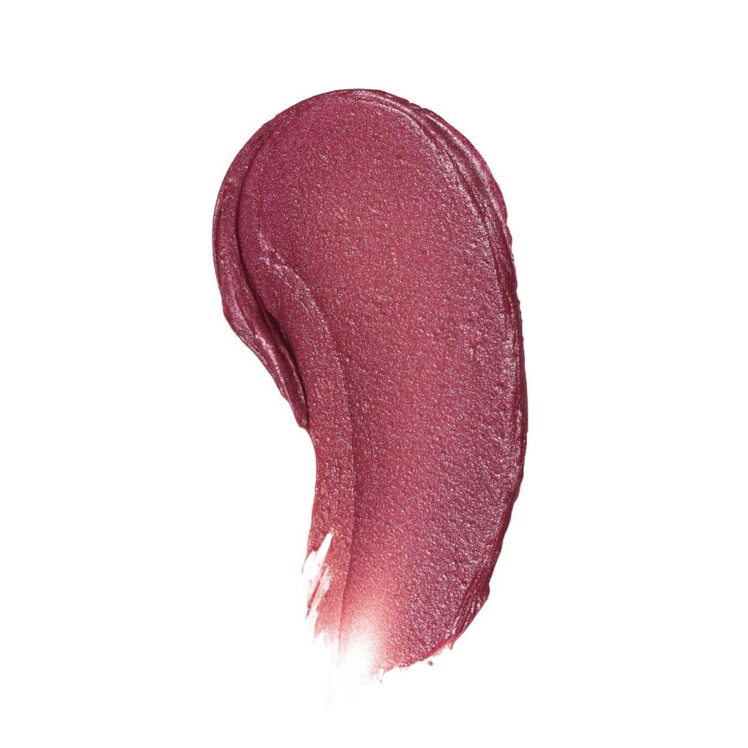 A color swatch of Lola Lip Tint on white background, showing the buildable deep wine pigment with mint-infused texture.