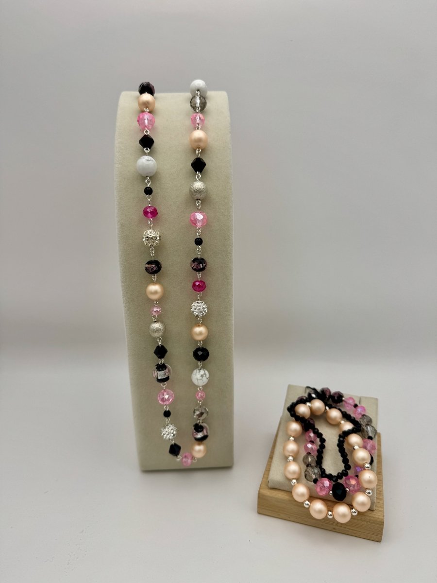 Lizzy Lu Diva Bracelet Set in Blush Noir — display beside coordinating necklace, sold separately