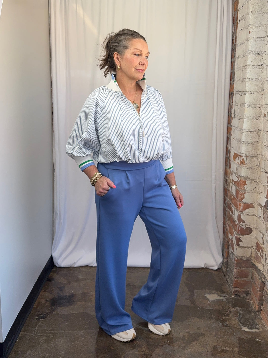Pleated Wide-Leg Scuba Modal Pant